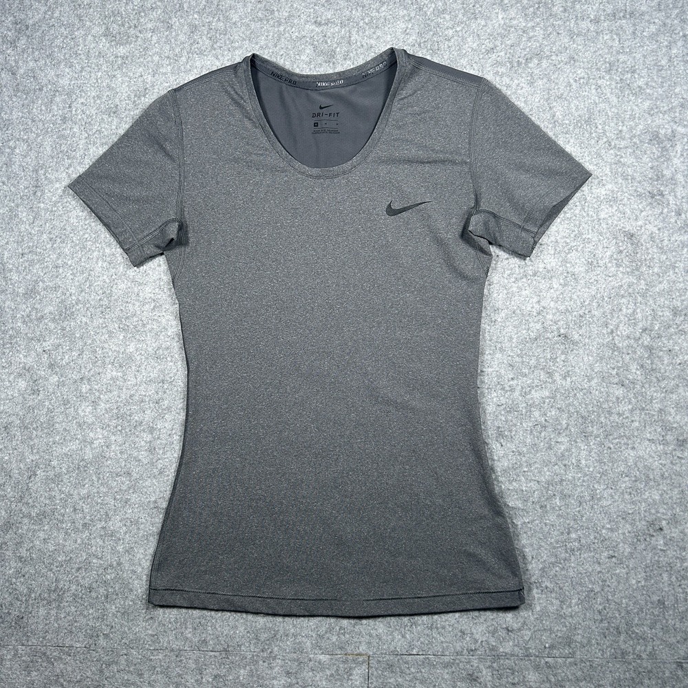 Nike Dri Fit T Shirt Women's Size Medium Heathered Grey Vented Side Swoosh Logo
